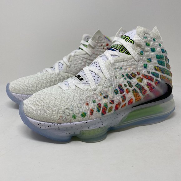 Nike Mens Lebron XVII White Round Toe Mid Top Lace Up Basketball Shoes Size 4.5